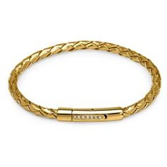 Goldenes Lederarmband Steinbesatz am Verschluss