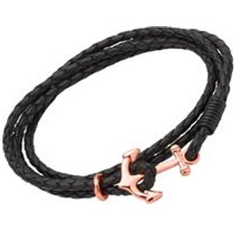 Armband aus schwarzem Leder mit 4 Strängen