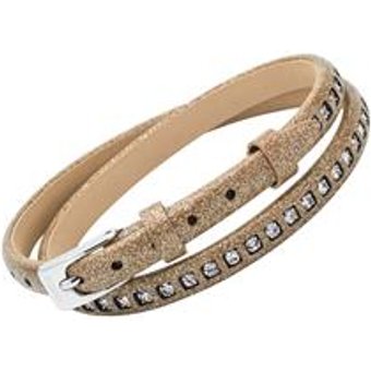 Beiges Lederarmband mit Glitzer Zirkonia