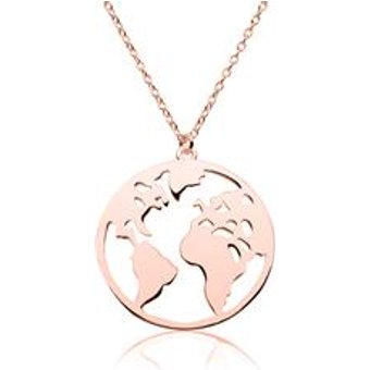 Kette mit Weltanhänger aus rosévergoldetem 925er Silber