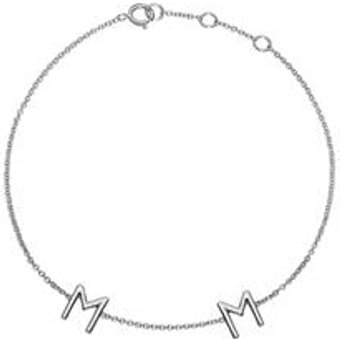 585er Weißgold Armband mit 2 Buchstaben oder Symbolen