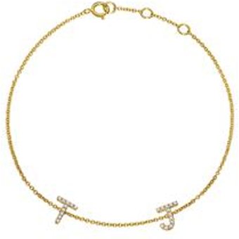 Armband 585er Gold, Brillanten, 2 Buchstaben, Symbole