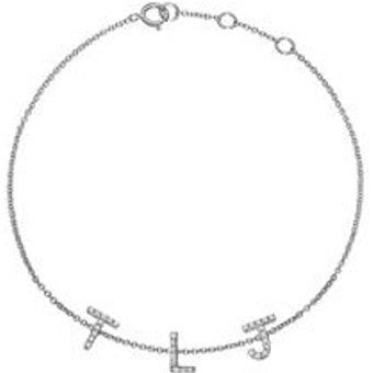 Armband aus 585er Weißgold mit Diamanten, 3 Buchstaben
