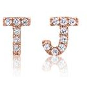 Diamant Ohrstecker aus 585er Roségold, Buchstaben