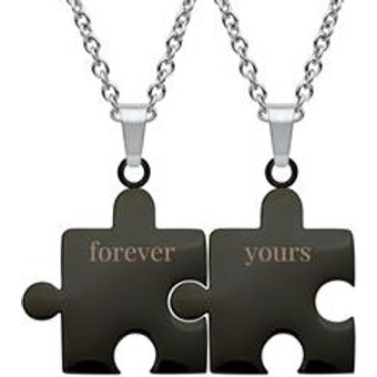 Partnerketten Forever yours aus schwarzem Edelstahl