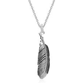 Kette Feder aus Edelstahl mit schwarzen Zirkonia