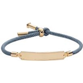 Graues Textilarmband mit Edelstahl, IP Gold, gravierbar