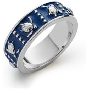 Gravurring fĂĽr Damen Turtle Enamel aus Edelstahl