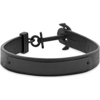 Gravierbares Lederarmband Signum IP Black