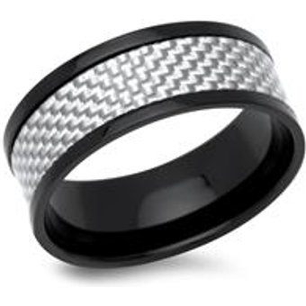Schwarzer Edelstahlring mit Carboneinlage