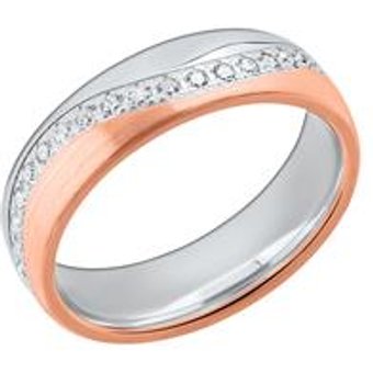 Damenring bicolor 925er Silber rosé Zirkonia