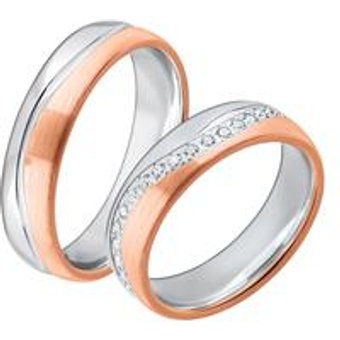 Gravierbare Eheringe bicolor 925er Silber rosé