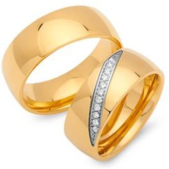 Eheringe Edelstahl vergoldet 8mm