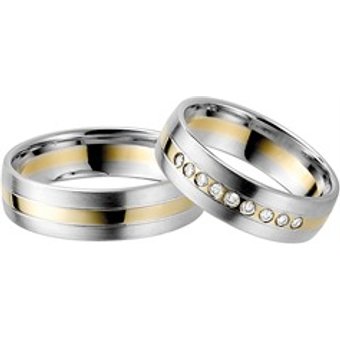 Eheringe Weiß- und Gelbgold 6mm