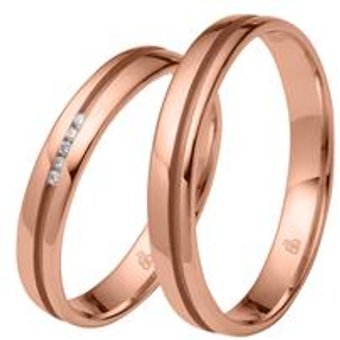 Eheringe aus Roségold mit 5 Diamanten