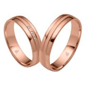 Trauringe aus Roségold mit 3 Brillanten