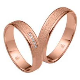 Trauringe aus Roségold mit 5 Diamanten