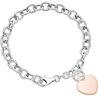 Gliederarmband aus 925er Silber mit Herz, rosévergoldet