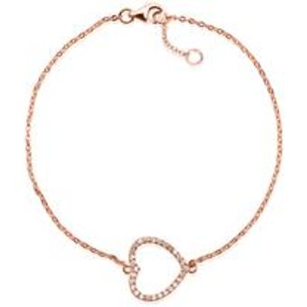 Rosé-vergoldetes 925 Silberarmband Herzanhänger