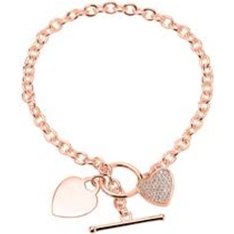 Gravierbares Herzarmband aus 925er Silber rosé Zirkonia