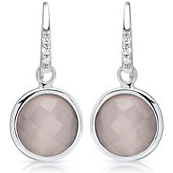 Polierte 925 Silber Ohrhänger mit Cat Eye Perle