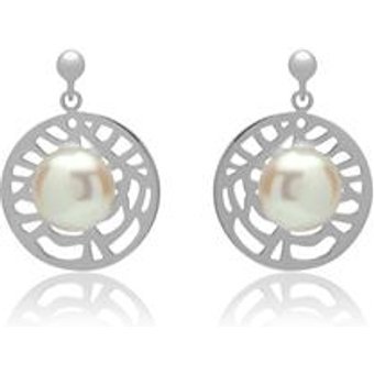 Ohrschmuck mit Perlenbesatz rhodiniertes Silber