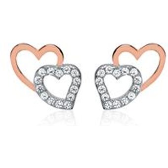 Herzohrstecker 925er Silber roségold Zirkonia