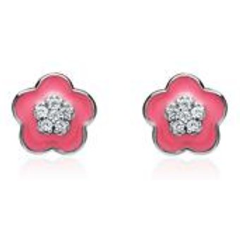 Blumen Ohrstecker 925er Silber Zirkonia