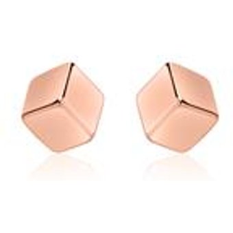 Würfel Ohrstecker aus rosévergoldetem 925er Silber
