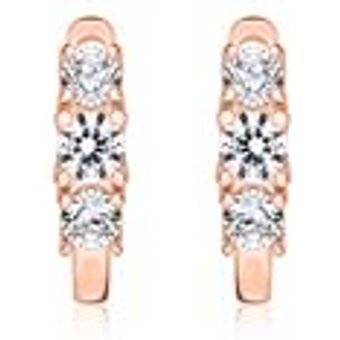 Damen Creolen aus rosévergoldetem 925er Silber Zirkonia