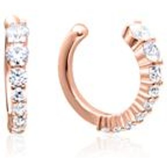 Ohrklemmen für Damen aus 925er Silber, rosé, Zirkonia