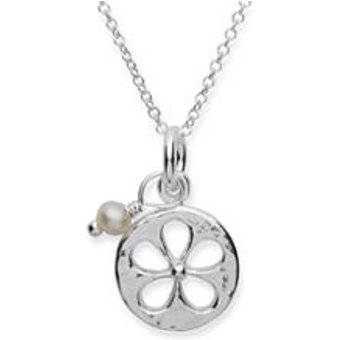 Silberkette 925 mit Blumenanhänger und Perle