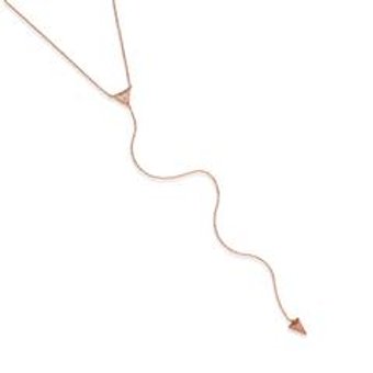 Rosévergoldete Kette 925er Silber y-förmig Zirkonia