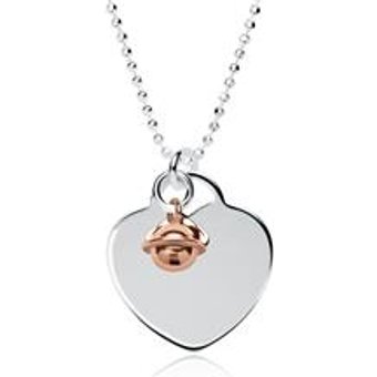 Gravierbare 925er Silberkette Herz Glöckchen roségold