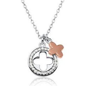 Florale Kette aus 925er Silber mit Zirkonia