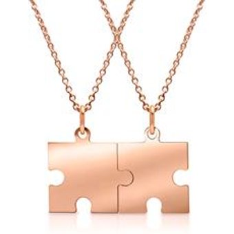 925er Silberkette rosé mit Puzzleanhänger