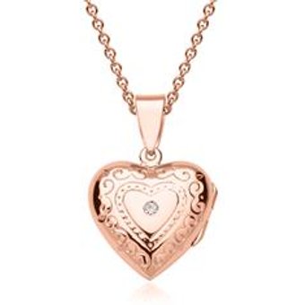 Kette mit rosé vergoldetem Herzmedaillon
