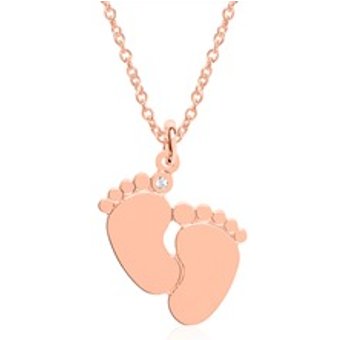 Gravierbare Kette Babyfüße 925er Silber rosévergoldet