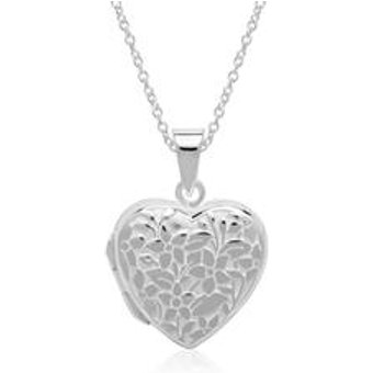 Sterlingsilber Kette Herzmedaillon Blumen gravierbar
