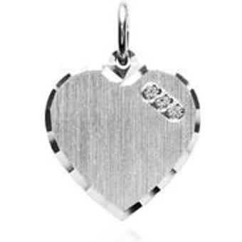 Gravur Herzanhänger aus Sterlingsilber mit Zirkonia
