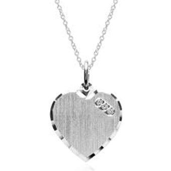 Gravierbare Herzkette aus Sterlingsilber mit Zirkonia