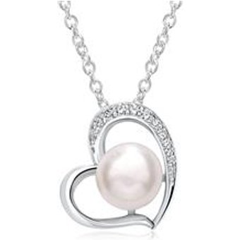 Herzkette aus Sterlingsilber mit Perle und Zirkonia