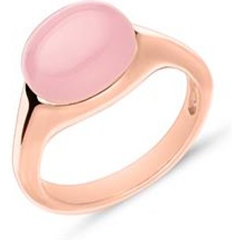 Rosévergoldeter Silberring mit Steinbesatz