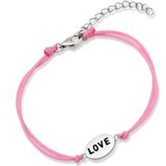 Rosa Textilarmband mit Silberelementen