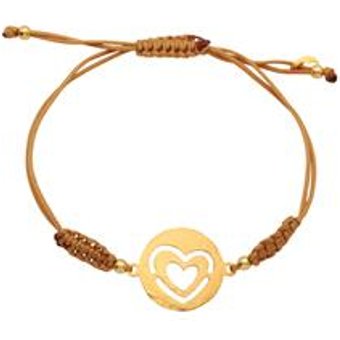 Braunes Textilarmband mit vergoldetem Element
