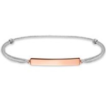 Armband aus Textil mit Platte aus Sterlingsilber, rosé
