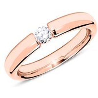 585er Roségold Verlobungsring mit Diamant 0,15 ct.
