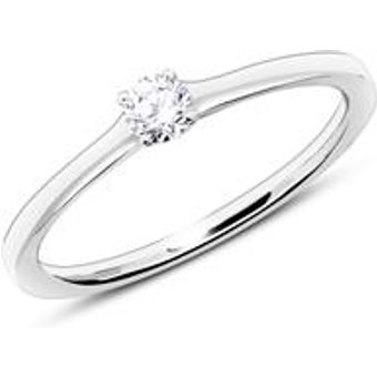 Gravierbarer Solitärring aus 585er Weißgold mit Diamant