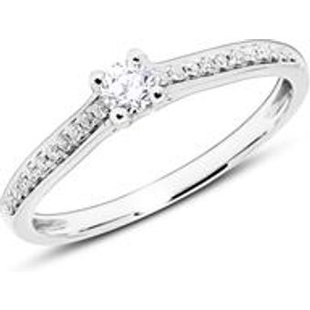 Gravur Verlobungsring aus 14K Weißgold mit Diamanten