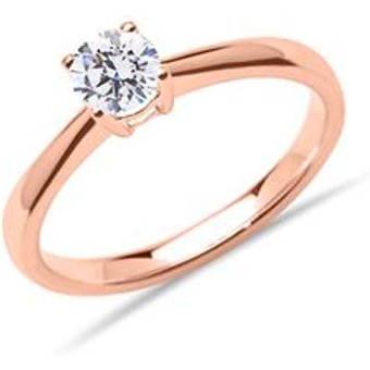 Solitärring aus 14K Roségold mit Diamant, lab-grown